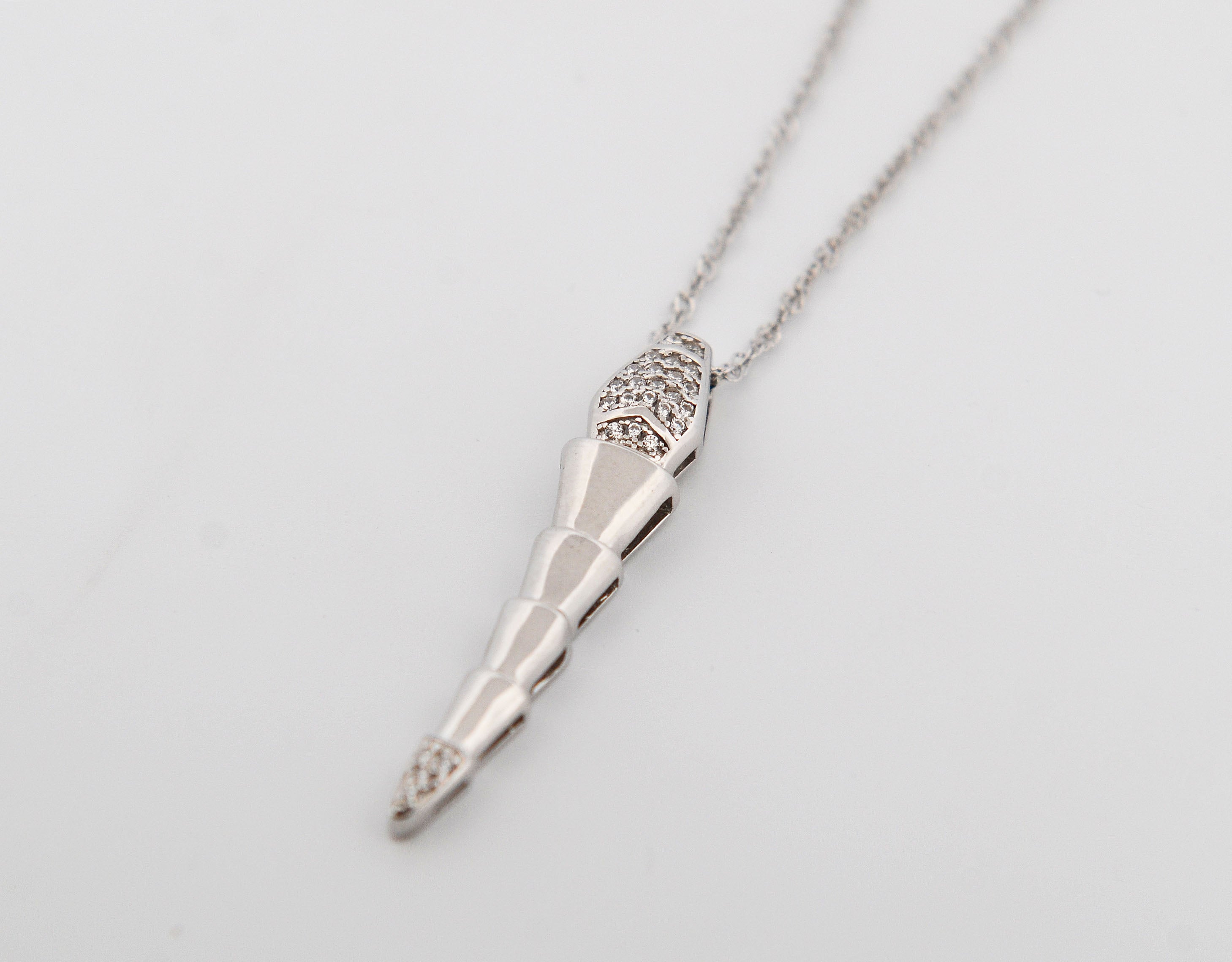 Crystal Spear Silver Necklace