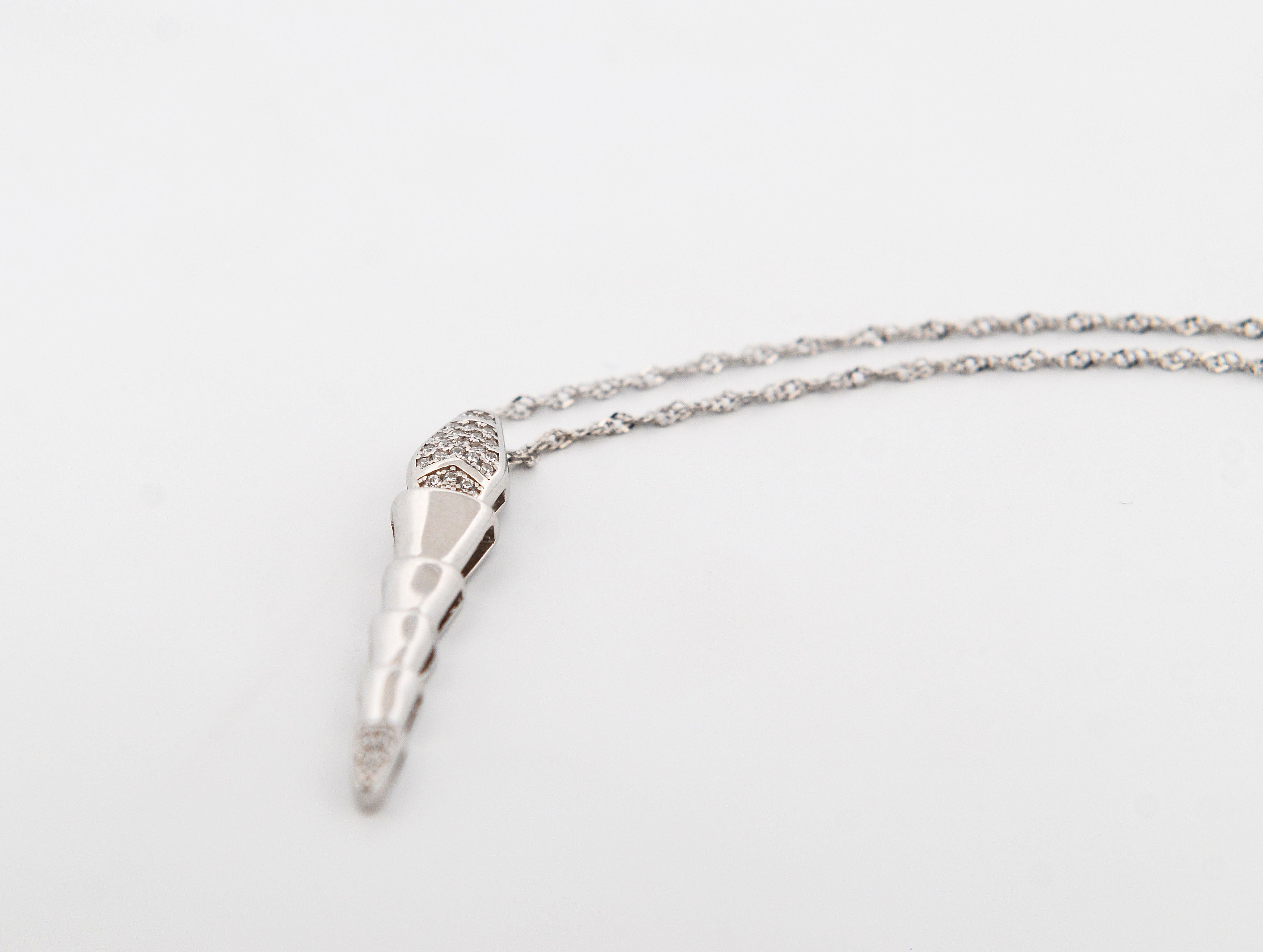 Crystal Spear Silver Necklace