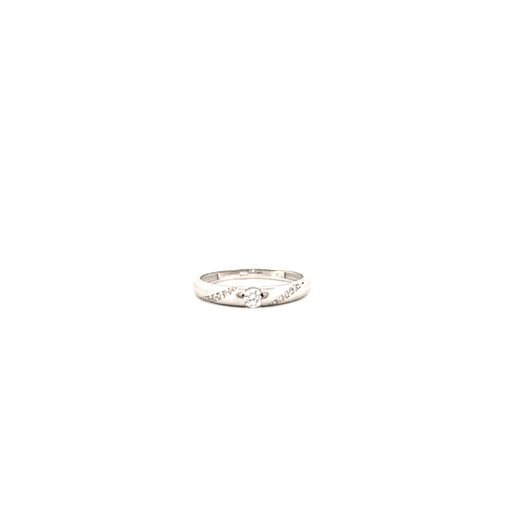 Spirálový bílý zlatý prsten